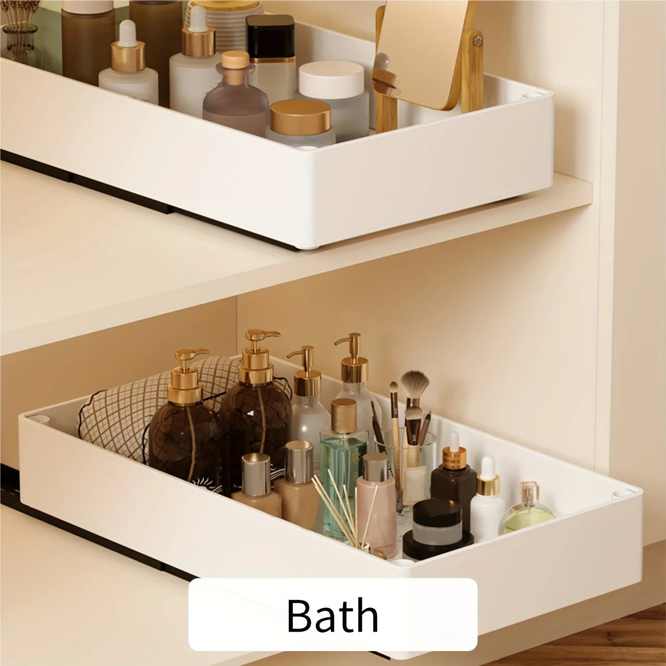 Cabinet Pull Out Organizer Slide Out Storage Rack with Slide Rail for