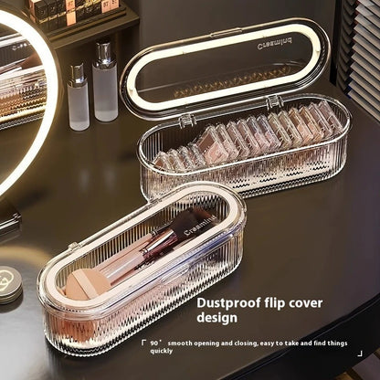 1pc Transparent Makeup Brush Organizer with Lid Cosmetic Brush Storage