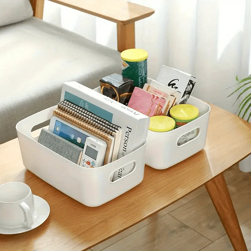 4pcs Stackable Plastic Storage Bins-Durable Rectangular Organizers for