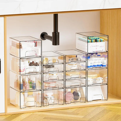 2-Piece/4-Piece/6-Piece/8-Piece Set of Transparent Stackable Storage