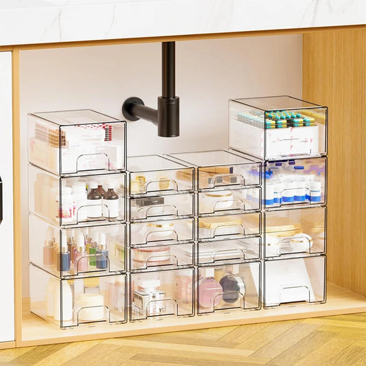 2-Piece/4-Piece/6-Piece/8-Piece Set of Transparent Stackable Storage