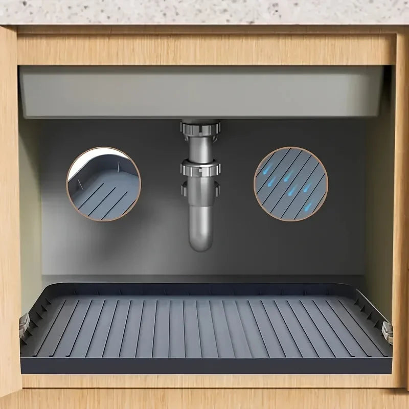 Durable  Under-Sink Mat - Waterproof Drip Tray Liner For Kitchen &