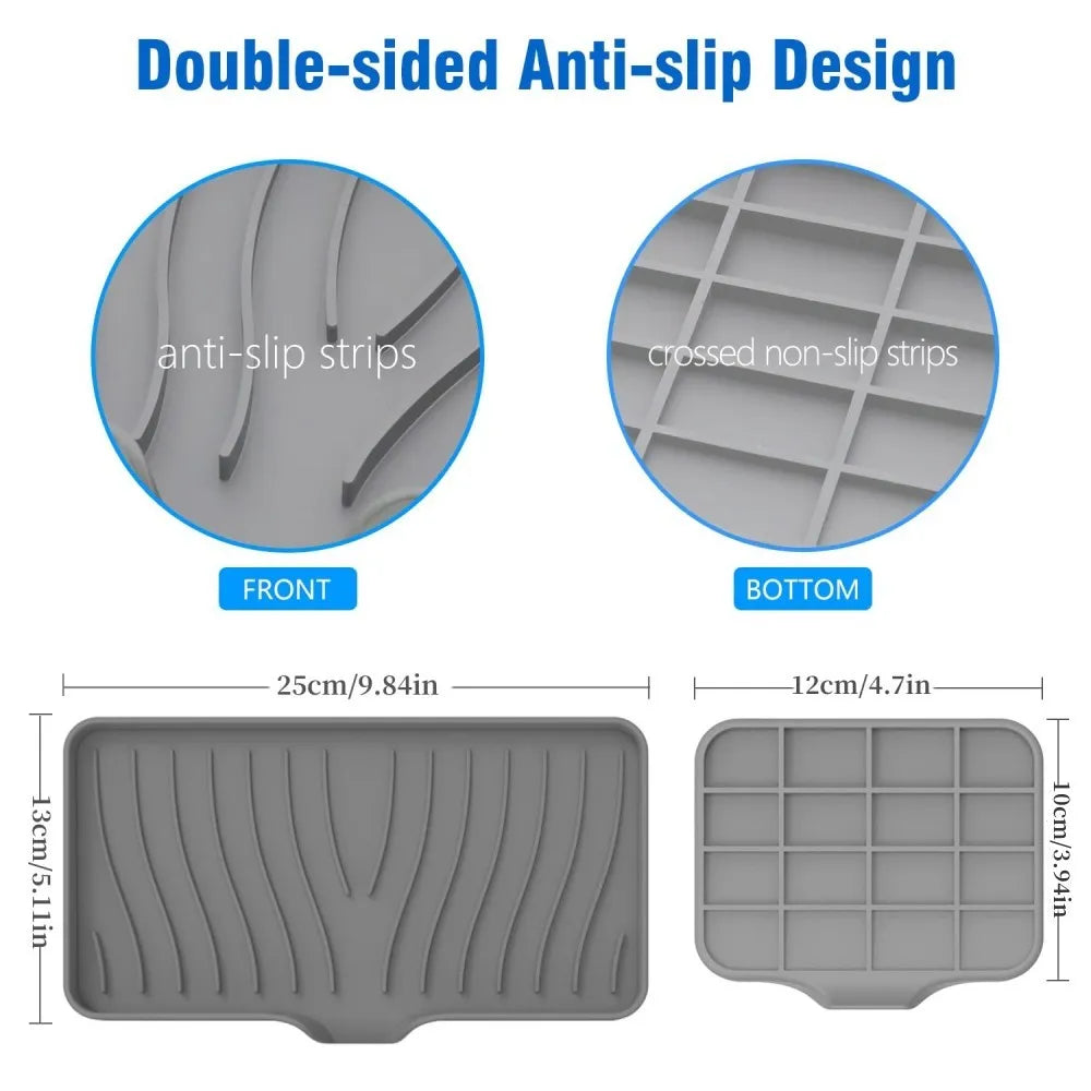 1-Pack Silicone Drain Soap Box Kitchen Bathroom Anti-slip Sink Tray