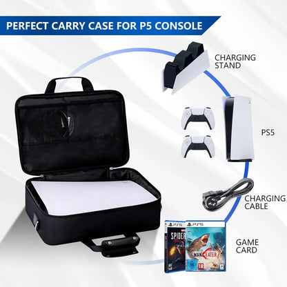 For PS5 Protective Case Bag For PS5 Travel Case  for PS5 Disc/Digital Edition Console, Controllers, Game Cards, Headset