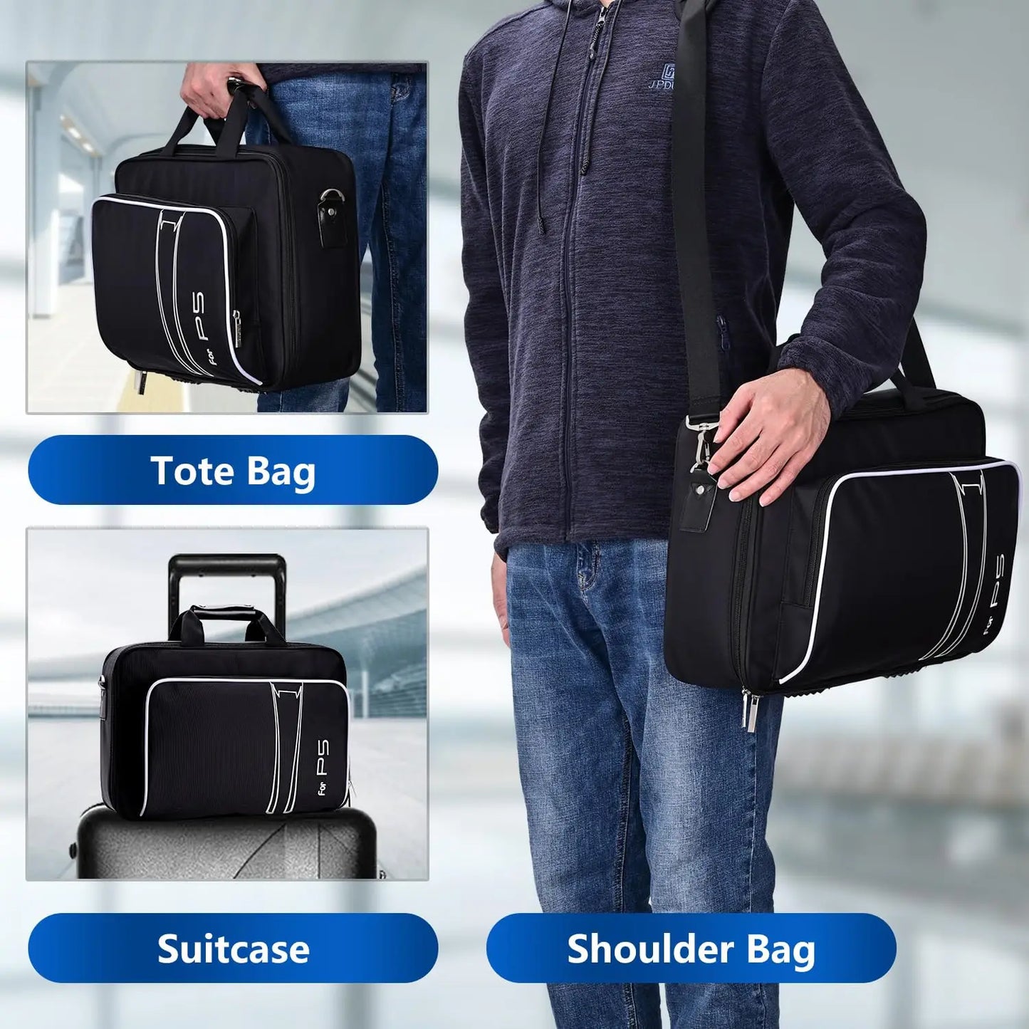 For PS5 Protective Case Bag For PS5 Travel Case  for PS5 Disc/Digital Edition Console, Controllers, Game Cards, Headset