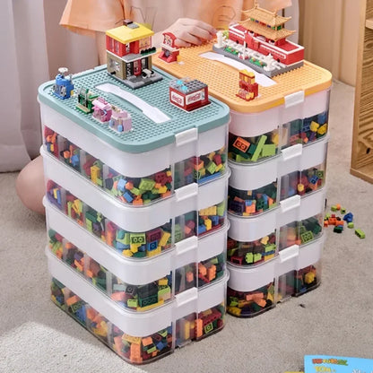 Stackable Building Block Storage Box Transparent Dustproof Moisture-proof Plastic Storage Boxes Kids Lego DIY Educational Toys
