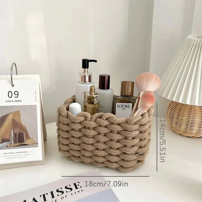 Handmade Cotton Rope Storage Sundries Clothing Cosmetic Organizer Book Toy Desktop Storages Nordic Style Home Decor