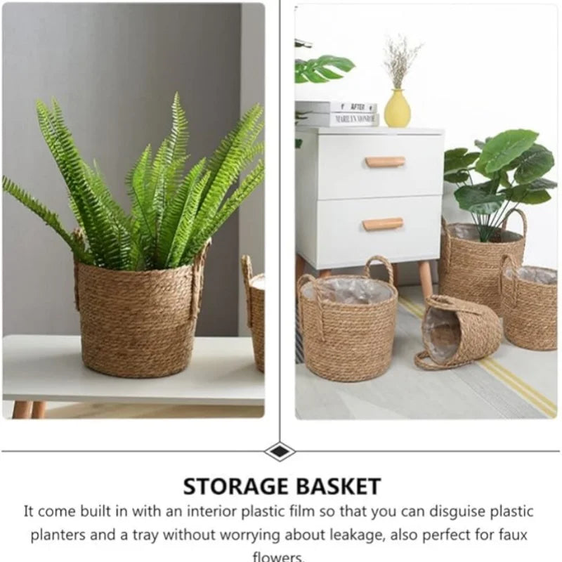 Natural Wicker Planter Basket  Flower Pot Rattan Straw Flower Basket For  Home Garden Decoration 20/25/30CM