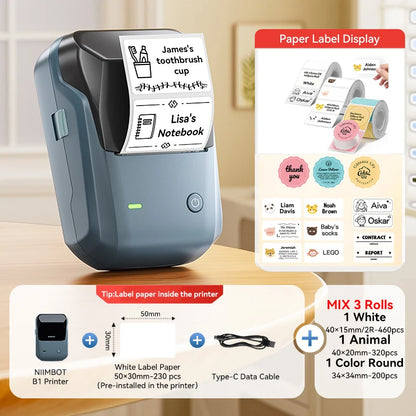Niimbot B1/B1 PRO Thermal Label Printer Wireless Self-adhesive Bluetooth Inkless Label Maker for Business Price-Tag Sticker