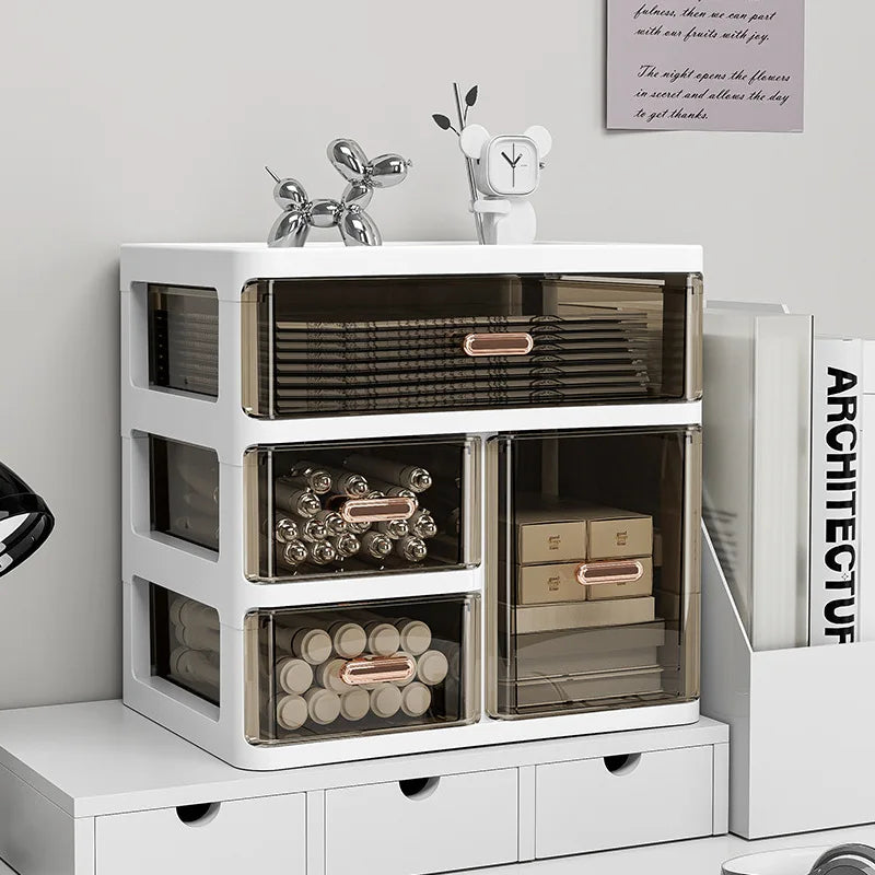 Desktop Large Capacity Storage Box Makeup Table Skincare Organizer Multi-Layer Drawer Storage Box for Students