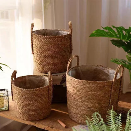 Natural Wicker Planter Basket  Flower Pot Rattan Straw Flower Basket For  Home Garden Decoration 20/25/30CM