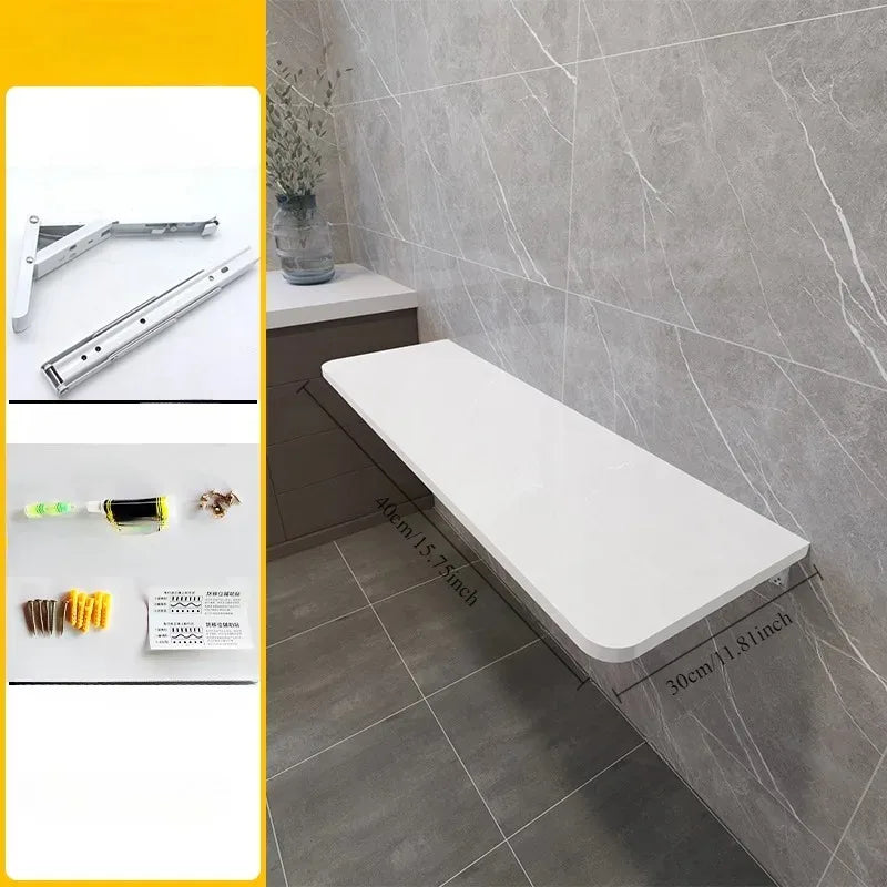 1Pc Wall Mounted Folding Table,Space Saving Wall Rack with Baffle for Home Restaurant Furniture